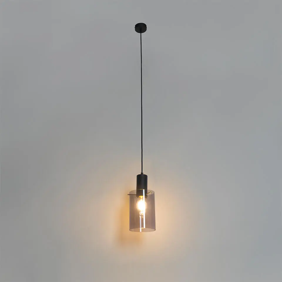 Qazqa hanglampen vidra zwart e27