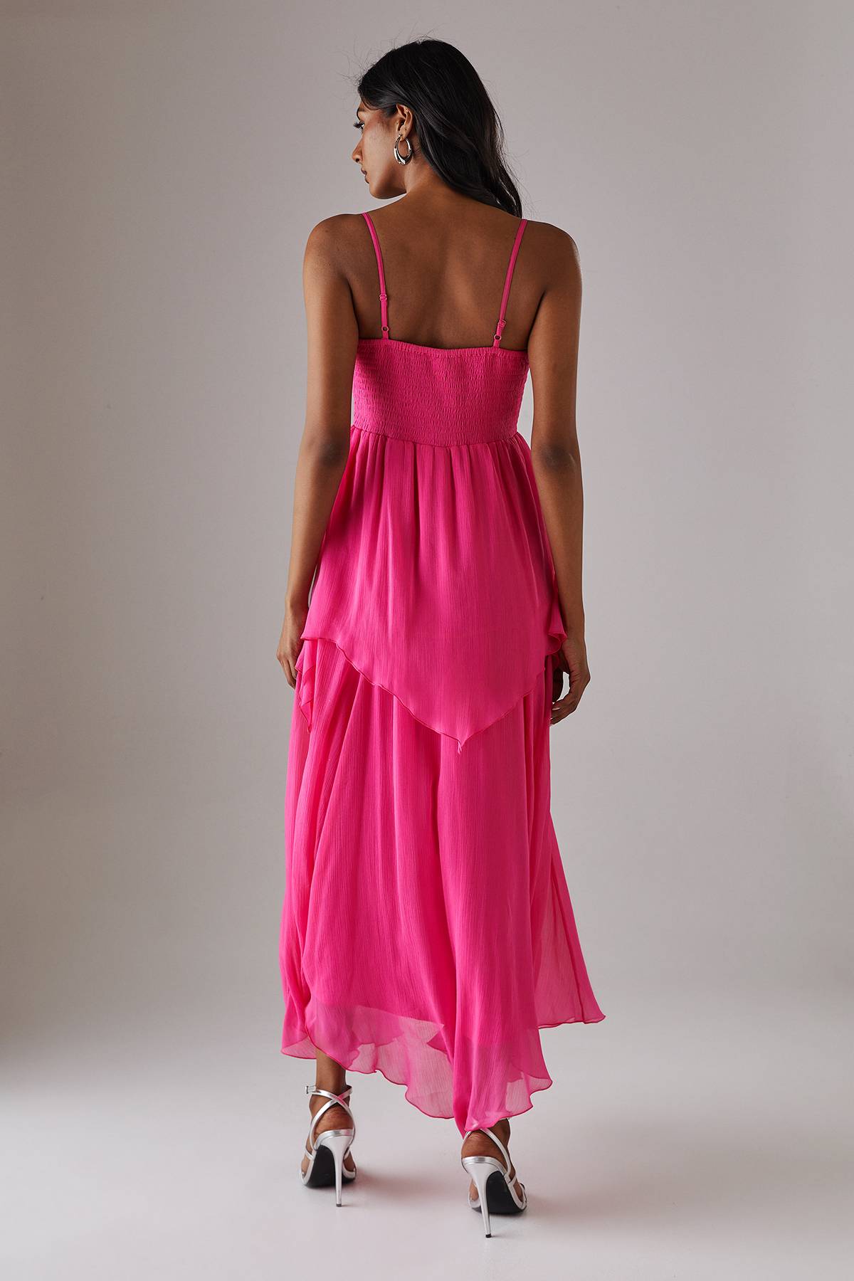 Warehouse Robe Longue Bustier Asymétrique En Mousseline À Double Couche