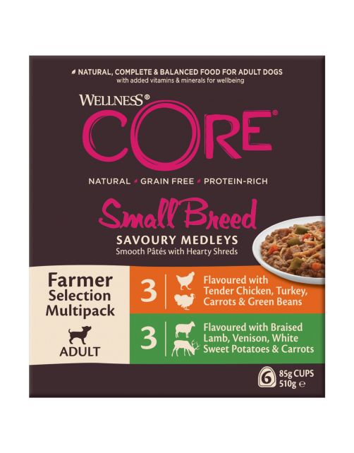 Wellness Core Small Breed Savoury Farmer Multi-Pack - Hondenvoer - Mix 6x85 g