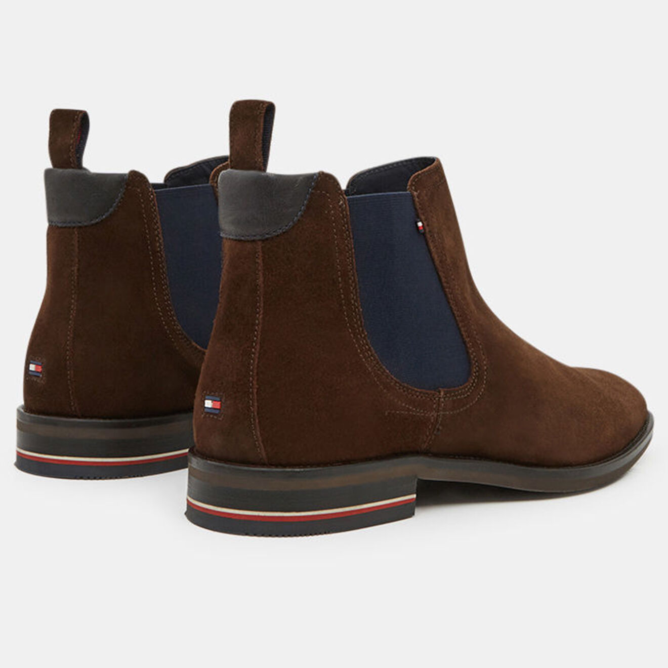 Tommy Hilfiger Chelsea boots en Velours de Cuir Signature marron