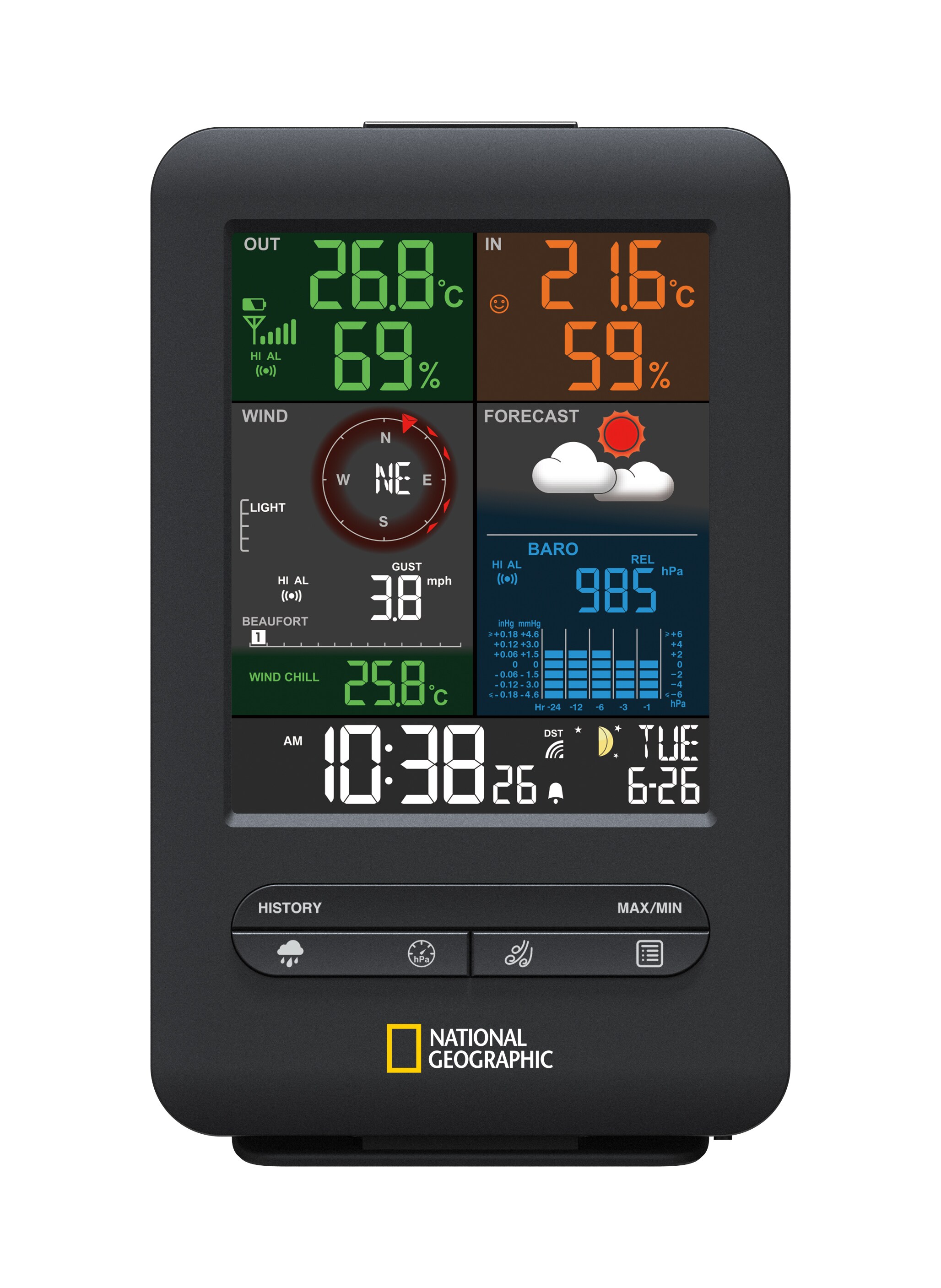 NATIONAL GEOGRAPHIC Colour-Display-Funk-Wetterstation 5-in-1