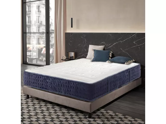 Matelas réversible CAMPA 160x200 cm, en mousse mémoire de forme, indépendance du couchage, mi-ferme, face été/hiver, épaisseur 24 cm