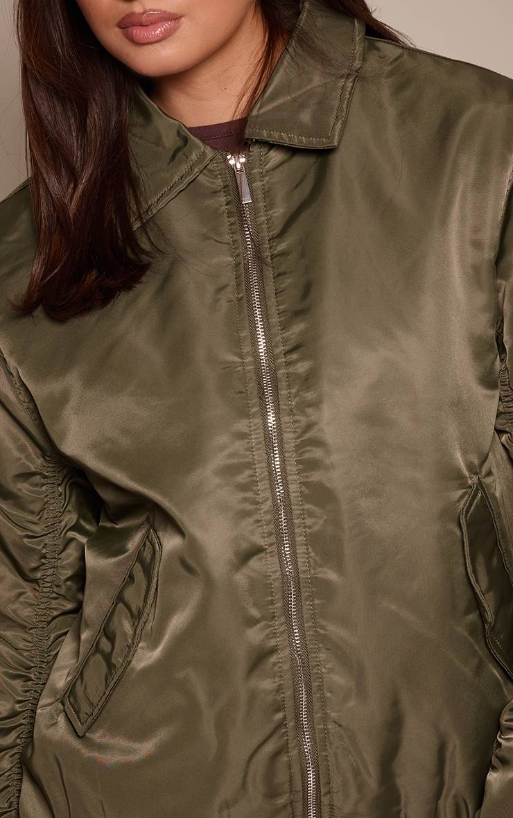 Vert Olive Veste Bomber Oversize À Manches Cocon
