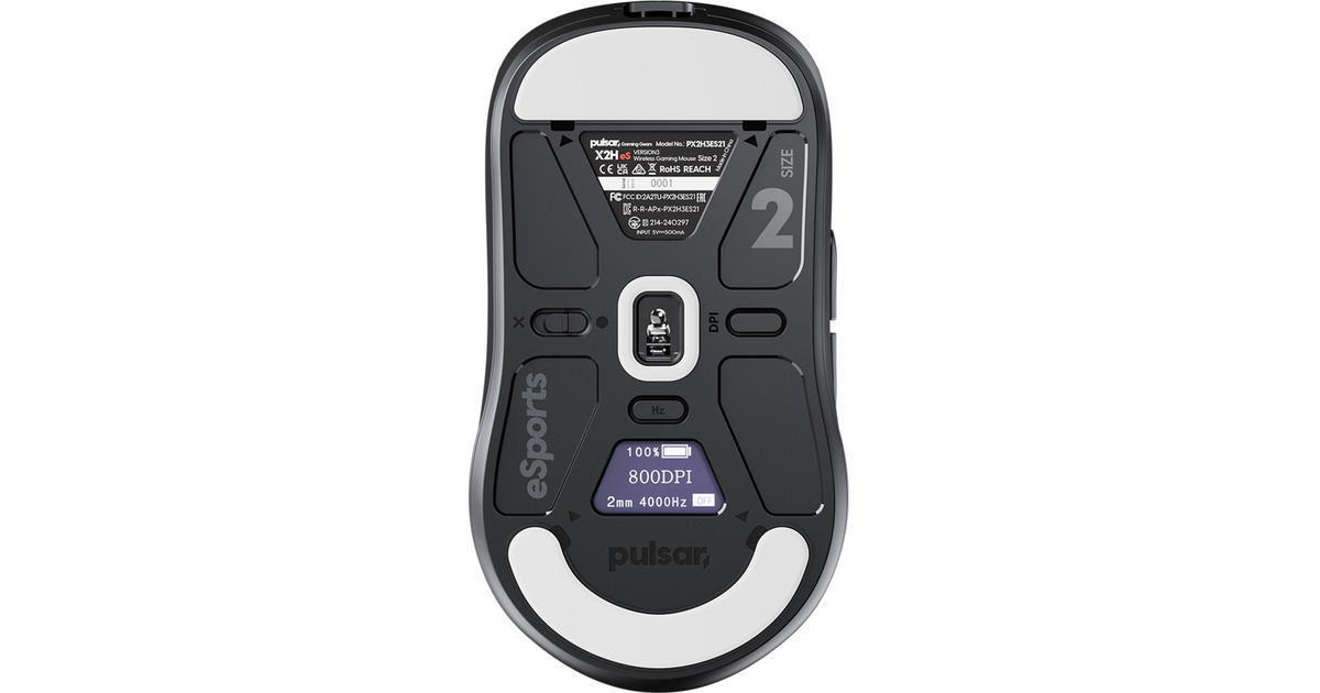 PulsarX2H v3 eS Medium Wireless Gaming Mouse  (Zwart, 32000 dpi, 8K)