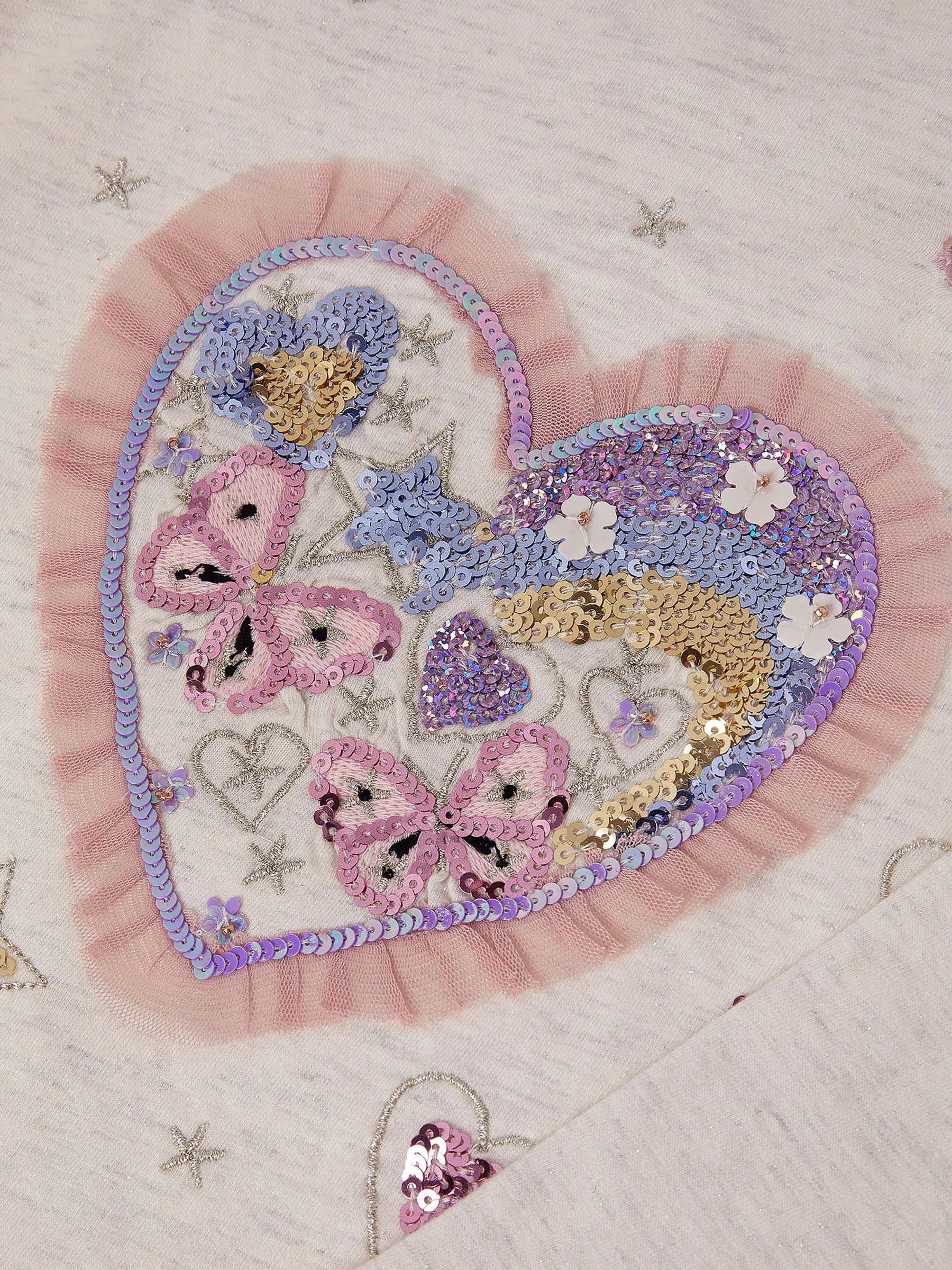 Monsoon Sequin Heart Butterfly Long Sleeve Top