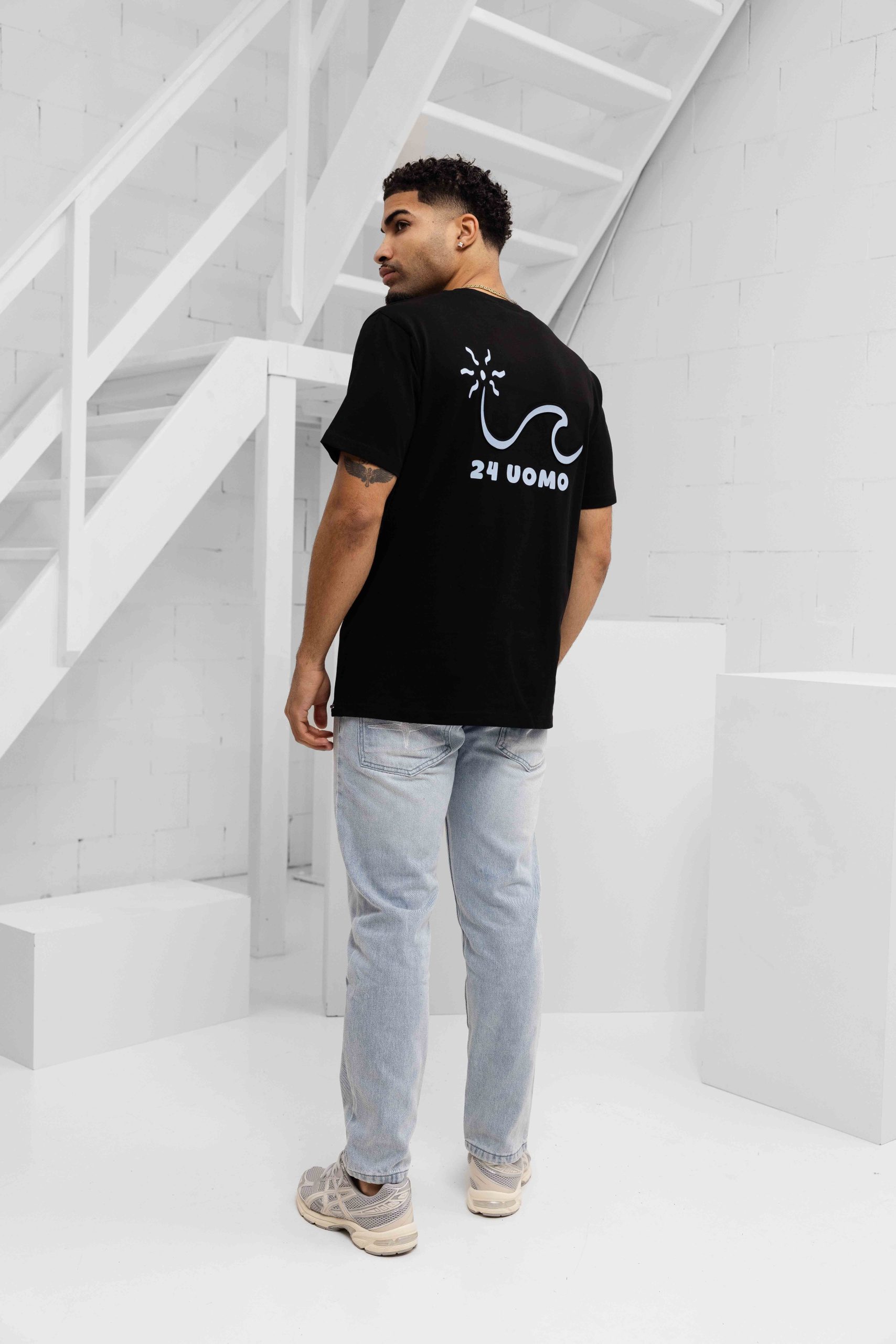 24 Uomo Wave T-Shirt Heren Zwart