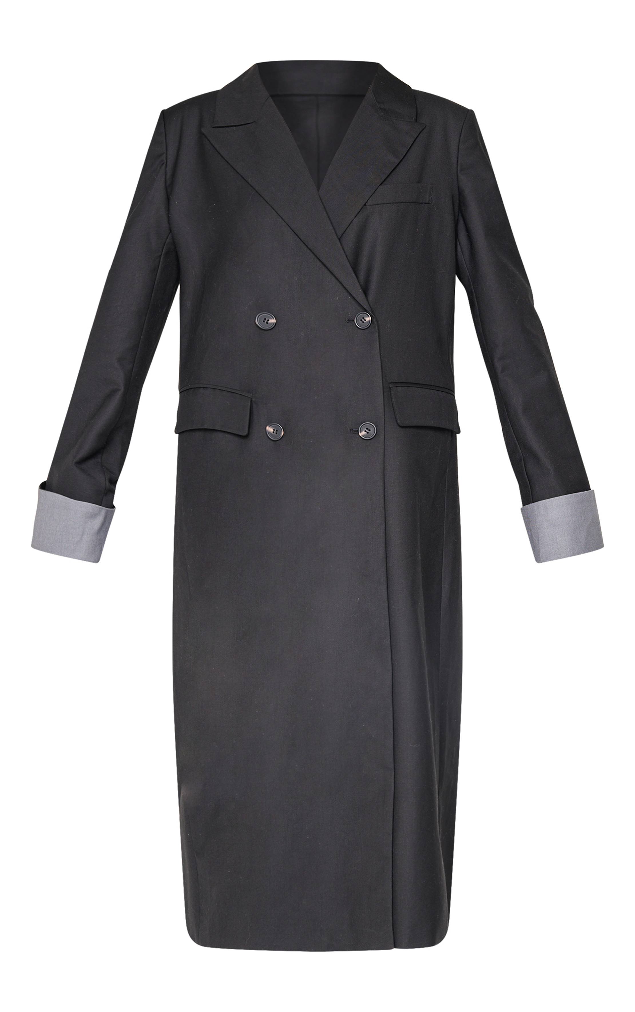 Noir Trench-coat Avec Finitions Tailleur