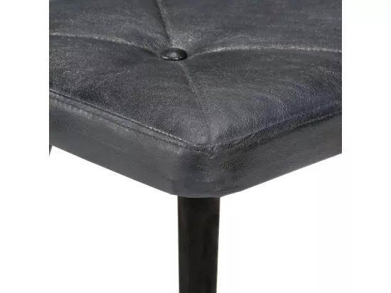Fauteuil à oreilles avec repose-pied Gris Cuir véritable