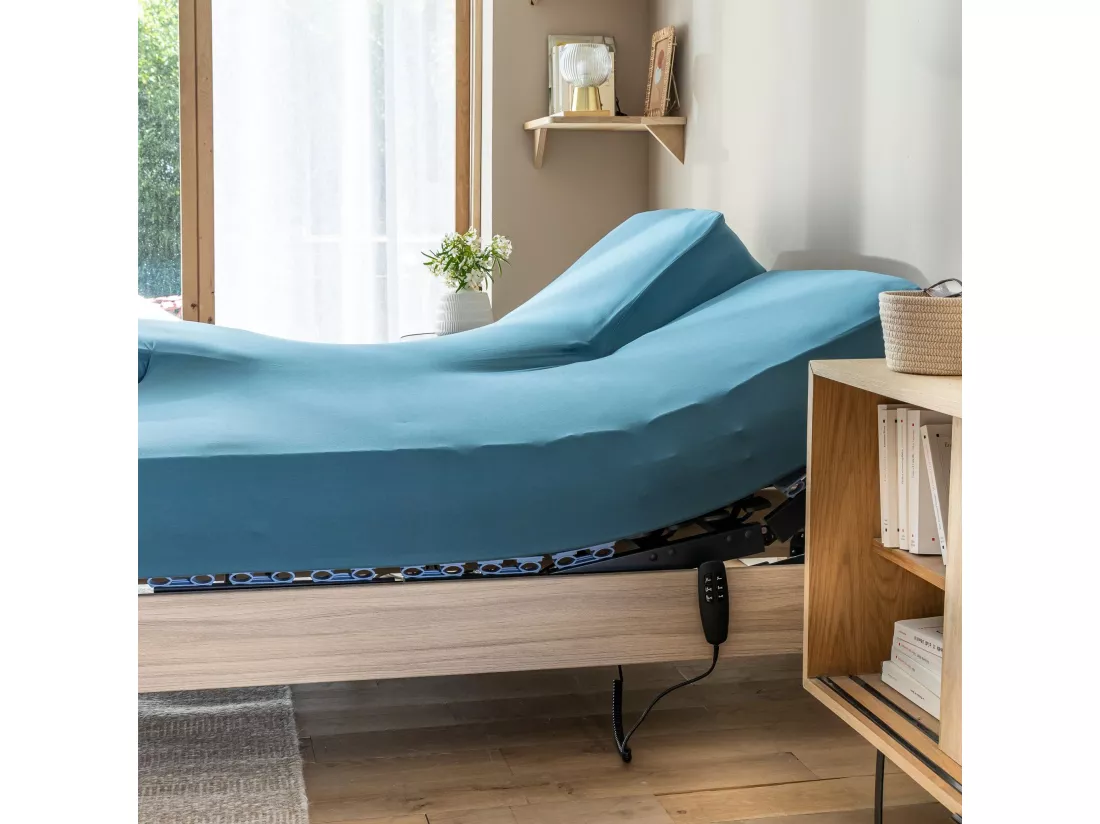 Drap housse bleu canard TPR jersey extensible 2x70x190