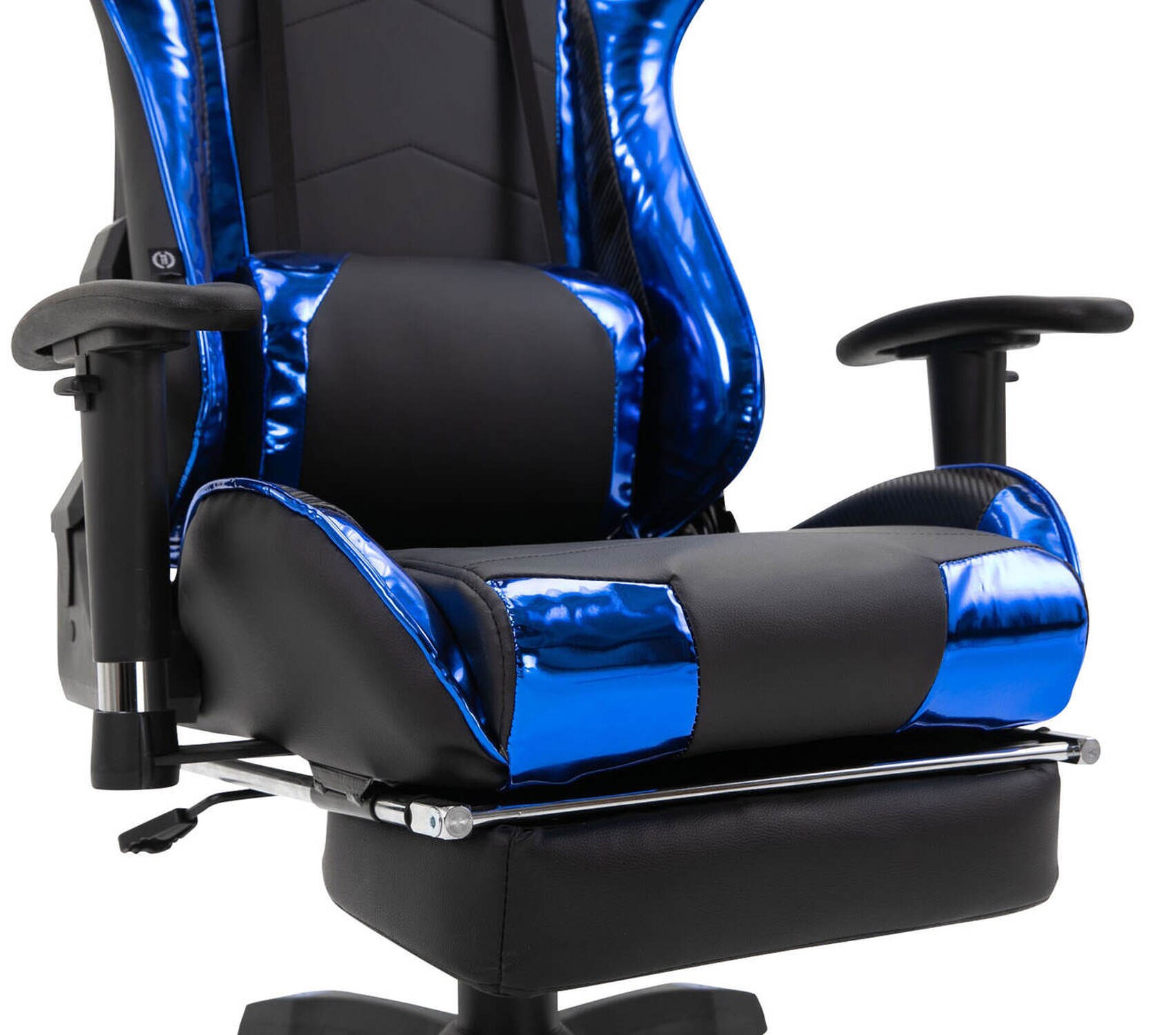 TPFLiving Racing Bürostuhl Turbine mit Fußablage glanz Schwarz/Weiß