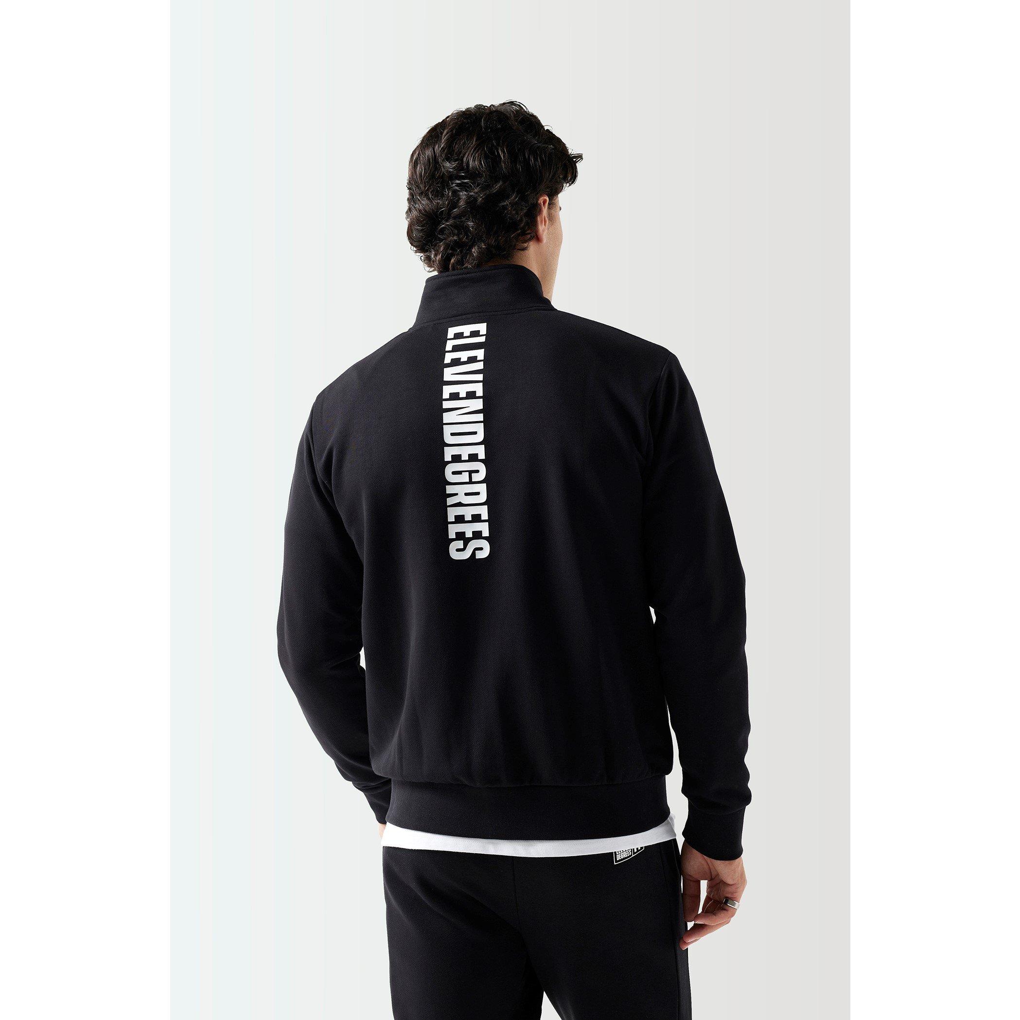 11 Degrees 11D Colour Block Full Zip Sweat Top Black  White