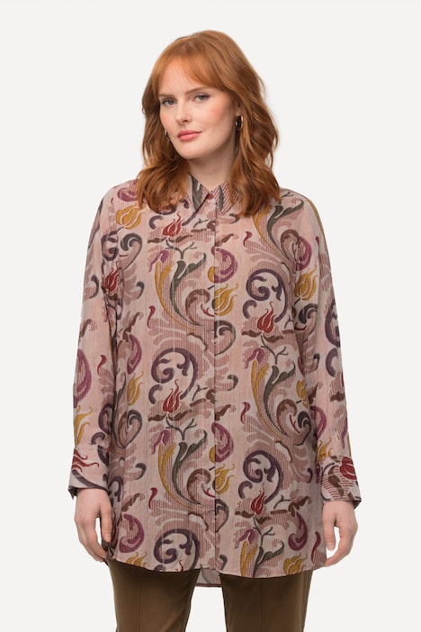 Bluse, Metallic-Fäden, Hemdkragen, Langarm