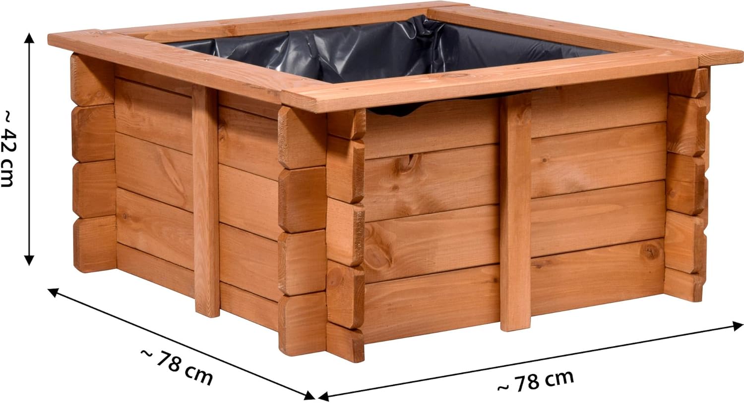 dobar 29236FSCe Hochteich Square - Gartenteich aus robustem Holz - Miniteich für Garten/Terrasse/Balkon - Teich für den Garten inkl. Teichfolie - 78 x 78 x42 cm, Braun