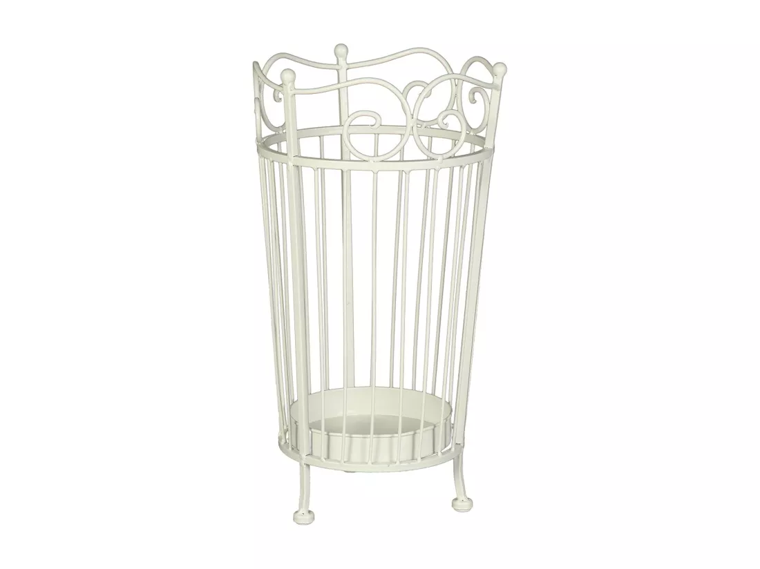 PORTE-PARAPLUIE Luca Métal, avec égouttoir blanc antique