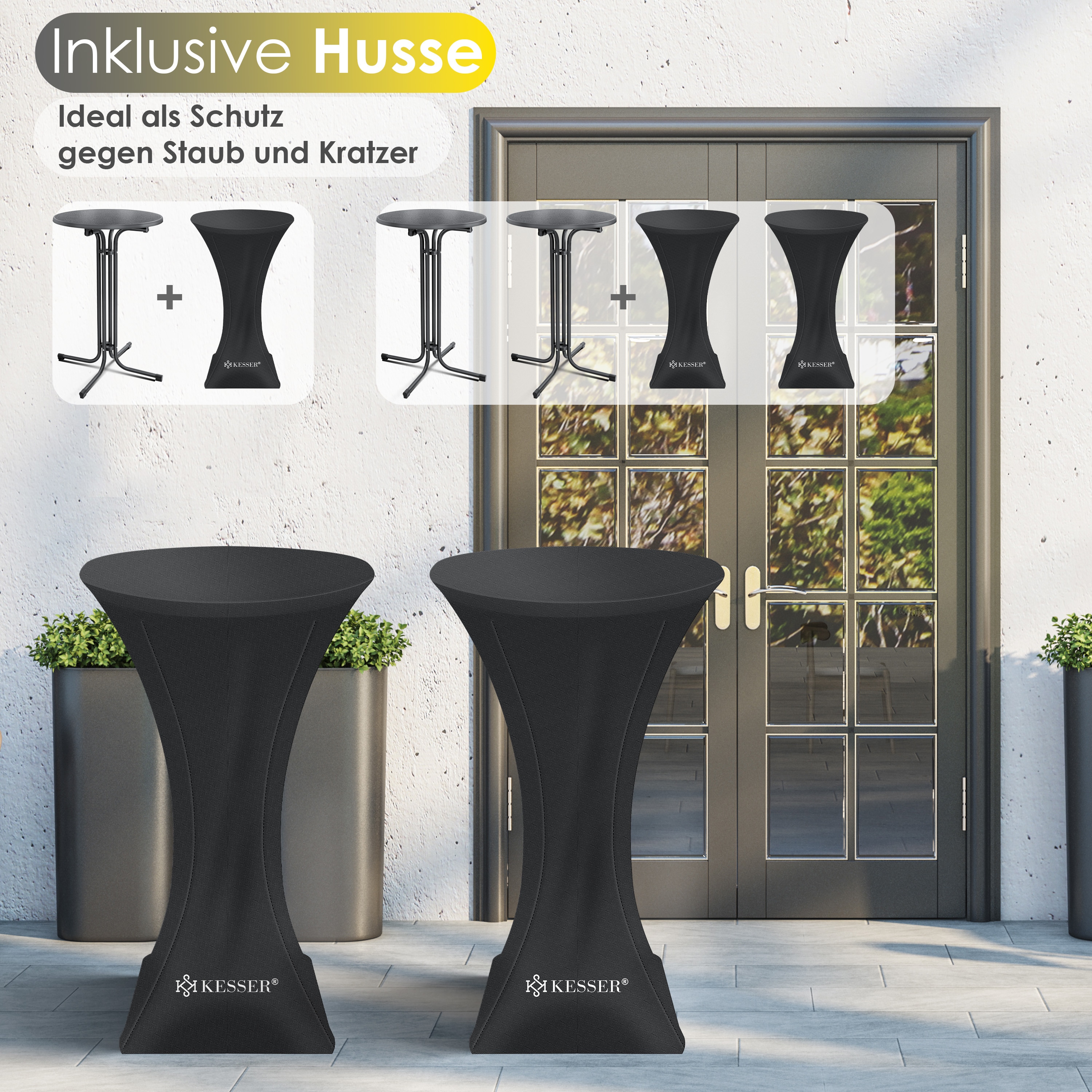 KESSER® Gastro Stehtisch klappbar - Gastronomie Bistrotisch rund - Wetterbeständiger Klapptisch Gartentisch - Runder Partytisch - Hitzebeständig - Stabil und sicher