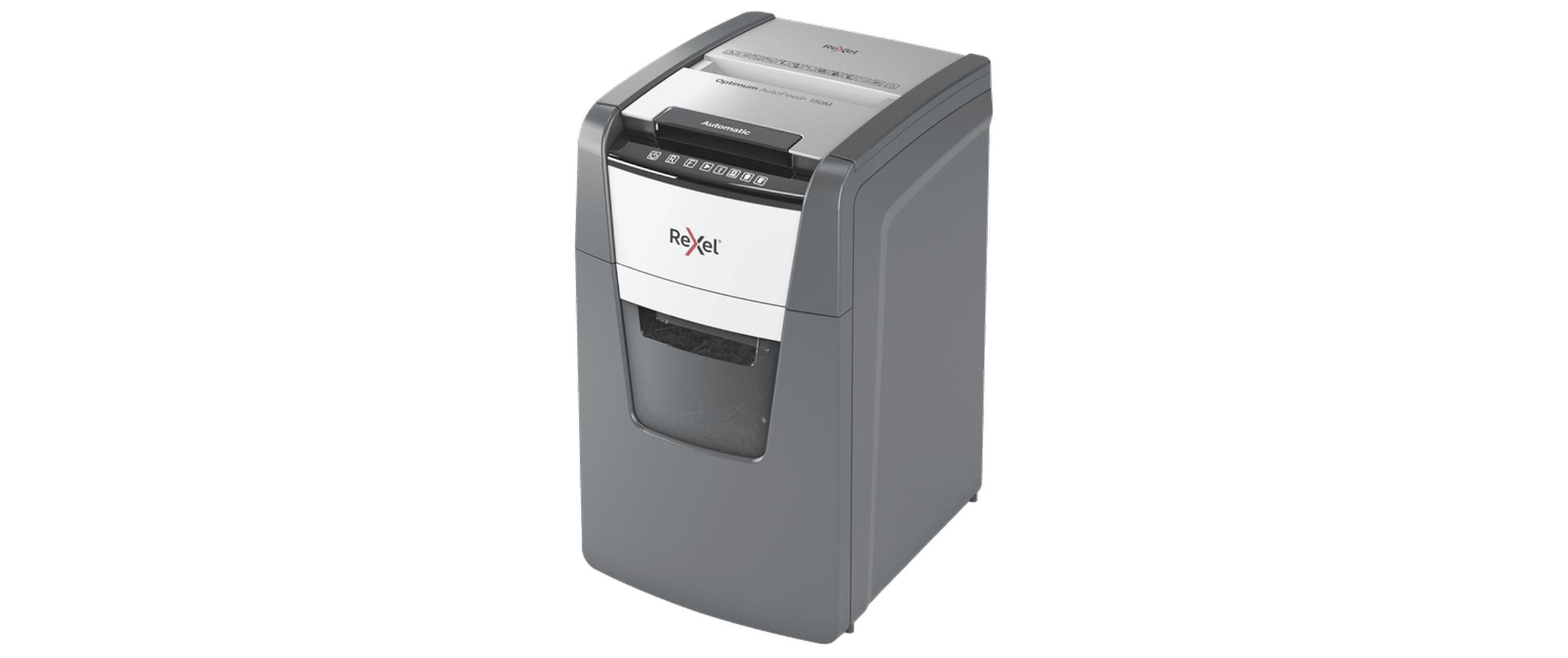 Aktenvernichter Rexel Optimum AutoFeed+ 150M, P-5<br>Automatischer Schredder (auto) für sichere Vernichtung vertraulicher Unterlagen (bis zu 150 Blatt)