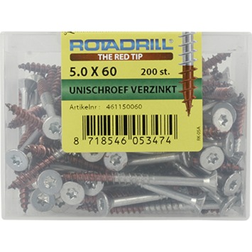 Rotadrill schroef universeel platkop torx verzinkt 5.0x60 mm 200 stuks