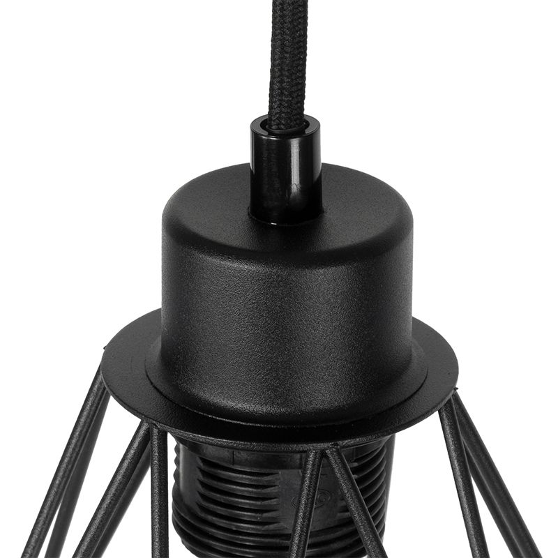 Landelijke vloerlamp zwart met hout 2-lichts - Chon