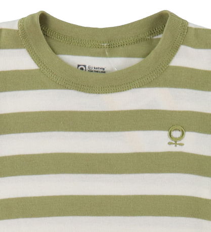 Katvig T-shirt -  Grøn/Hvid Stribet