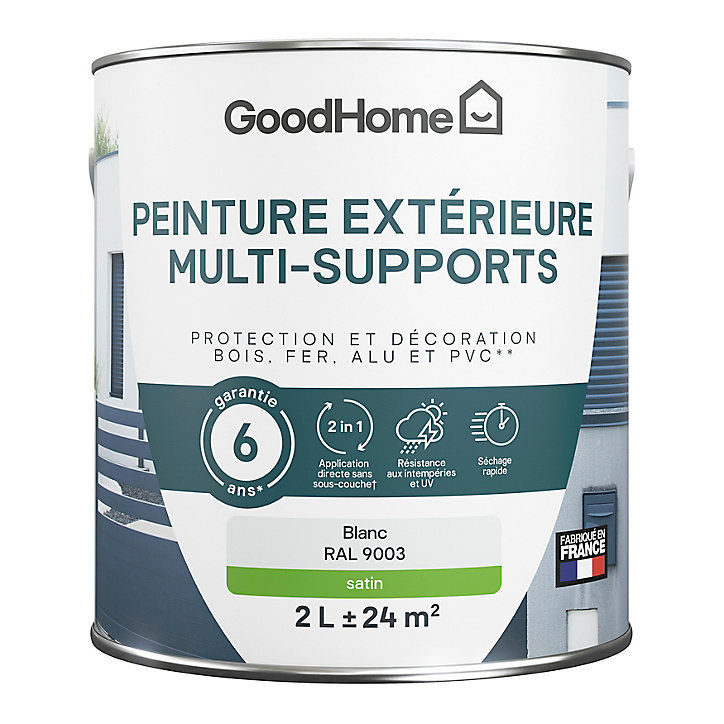Peinture extérieure multi-supports GoodHome blanc RAL 9003 2L