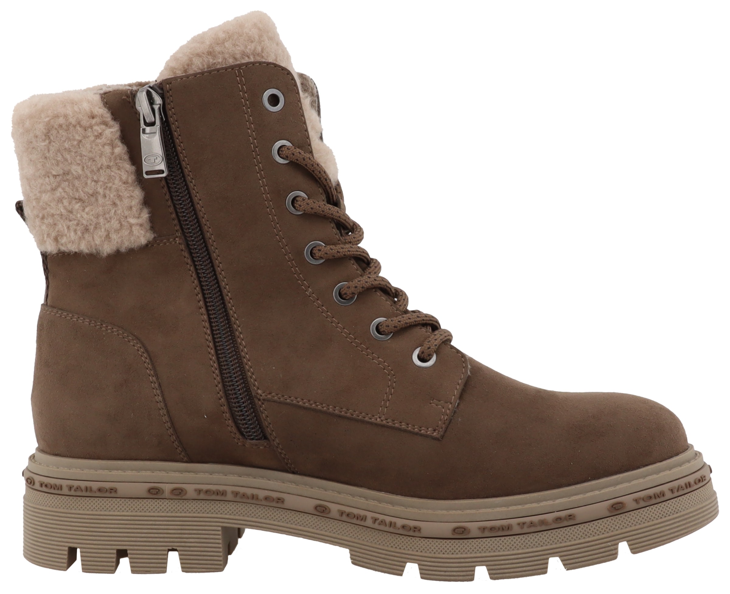TOM TAILOR Winterboots  , Blockabsatz, Schnürboots, Winterstiefelette mit Warmfutter-Kragen