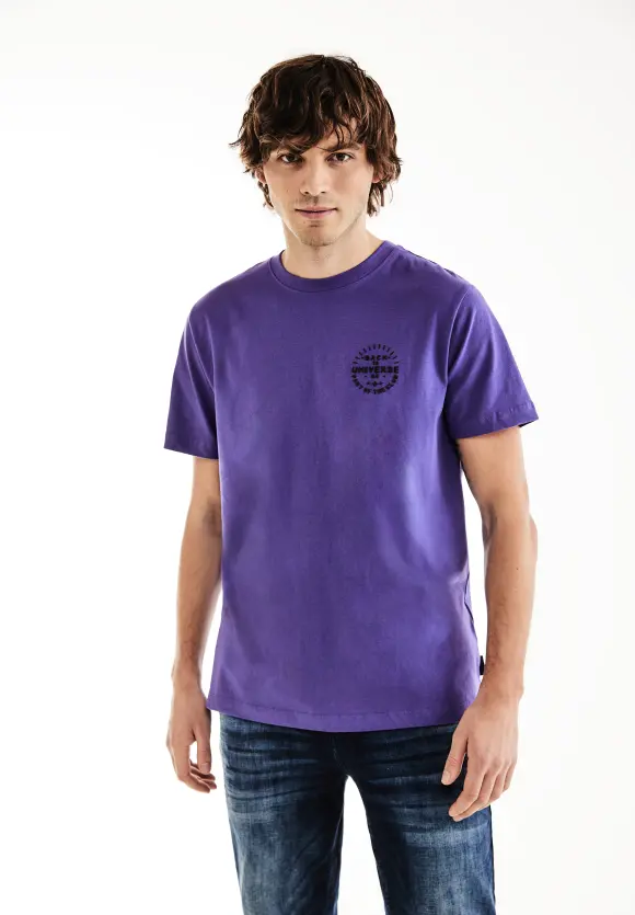 T-Shirt mit Brustprint - ultra violet