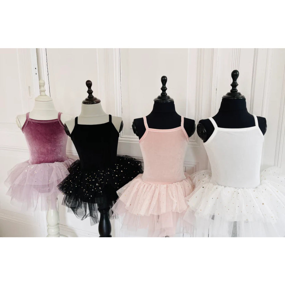 Velvet Leotard With Tulle Tutu Kjole Dusty Violet