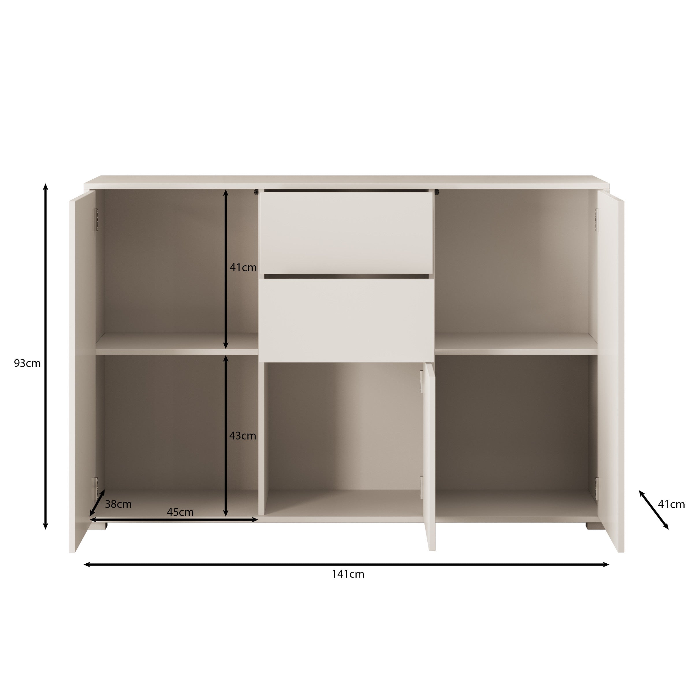 Meubella - Dressoir Gideon - Wit - 141 cm