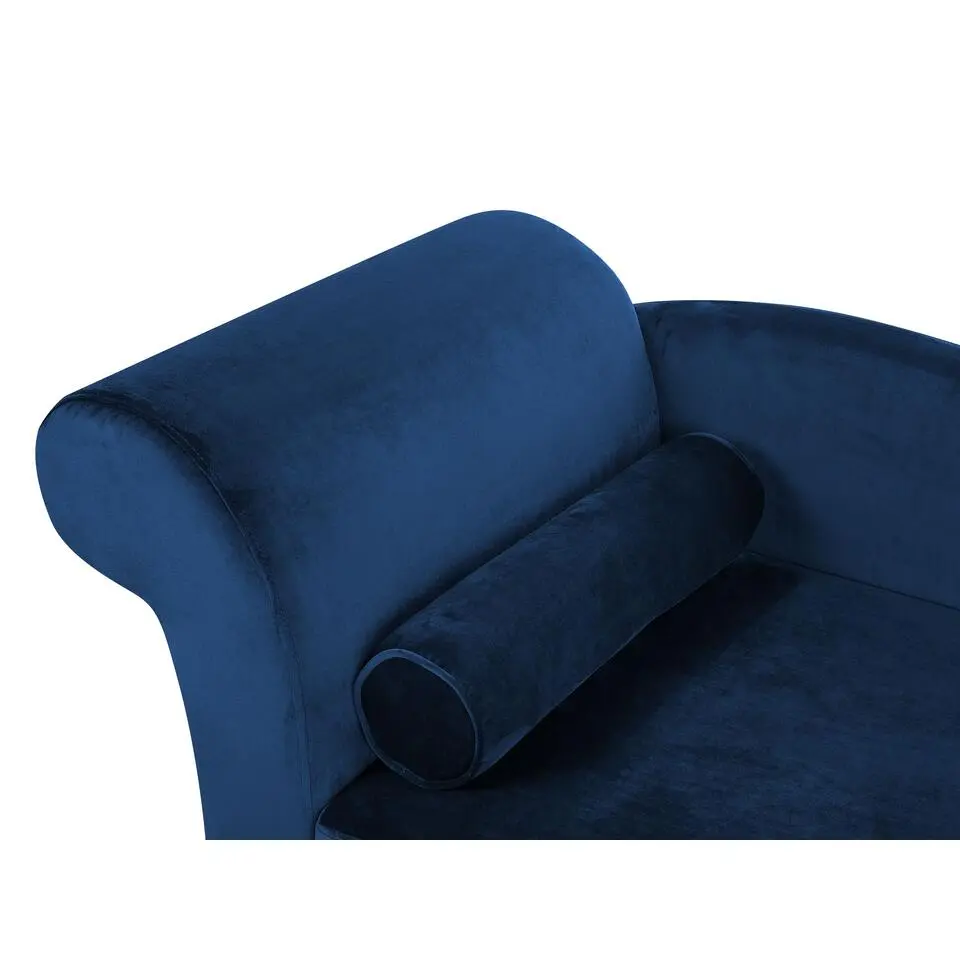 LUIRO - Chaise longue - Blauw - Linkerzijde - Fluweel