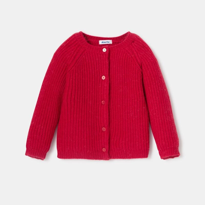 Gilet boutonné en laine mohair rouge bébé fille Absorba Rouge