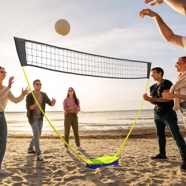 2 I 1 Badmintonsett, Badmintonnett Med Stativ, Volleyballnett, Justerbart, Med Bæreveske, For Innendørs, Utendørs