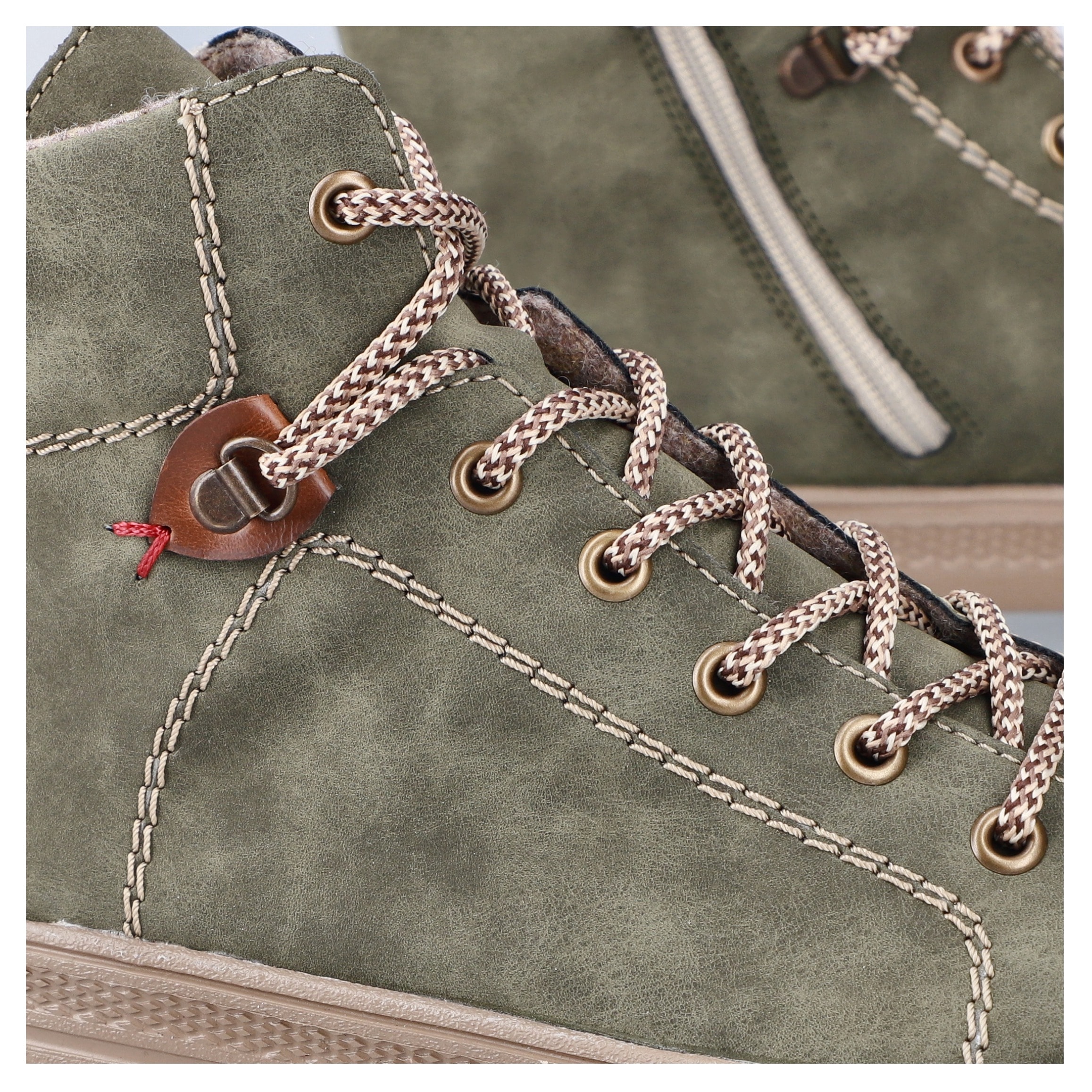 Rieker Schnürboots  , Stiefelette, Plateausohle, Kontrastnaht, mit Innenreissverschluss