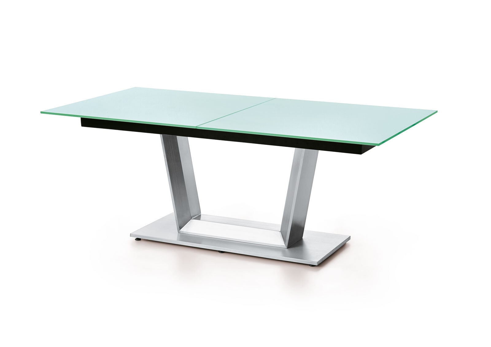 MONDO Esstisch COMEDOR 160-210 x 100 cm Edelstahl /Glas weiß