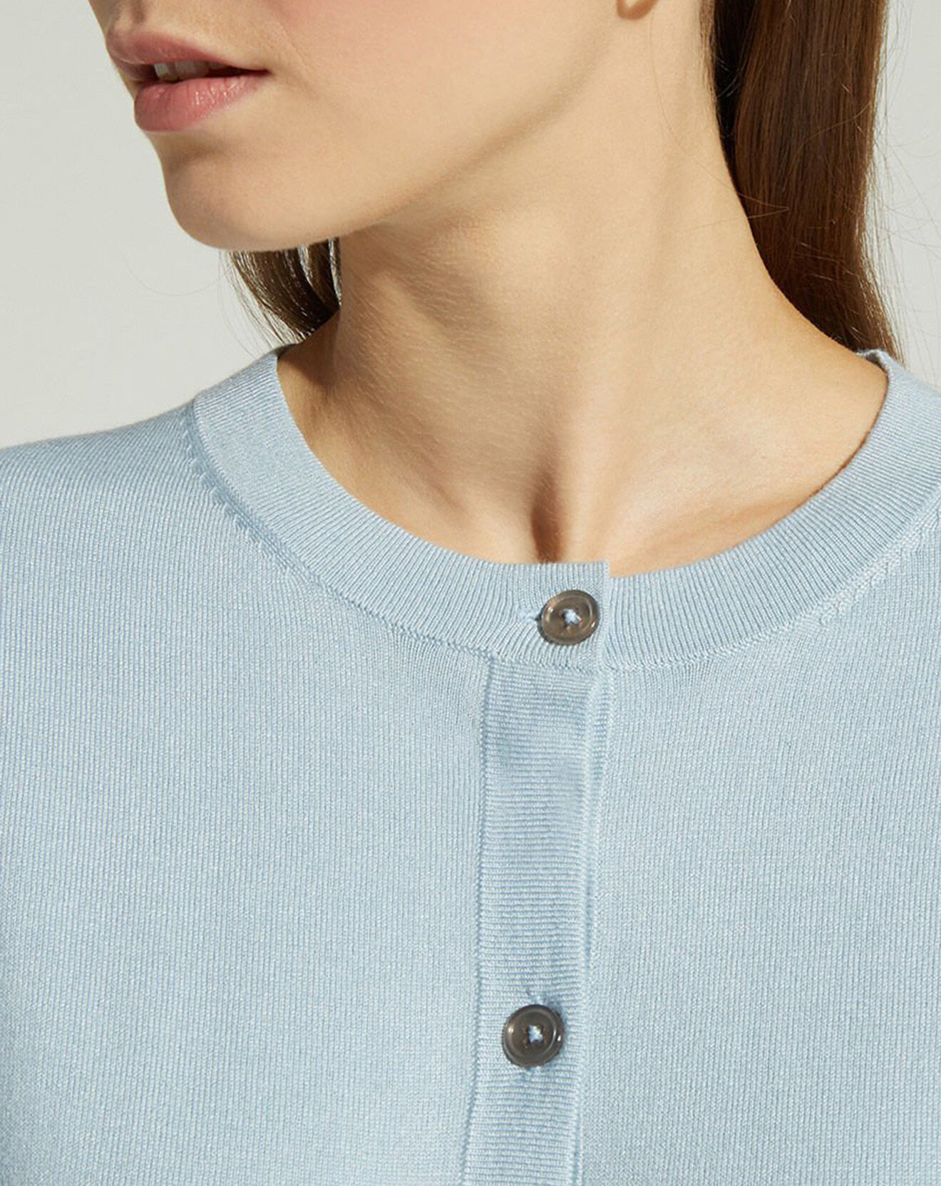 Galeries Lafayette Cardigan droit en Maille fine Dya bleu clair