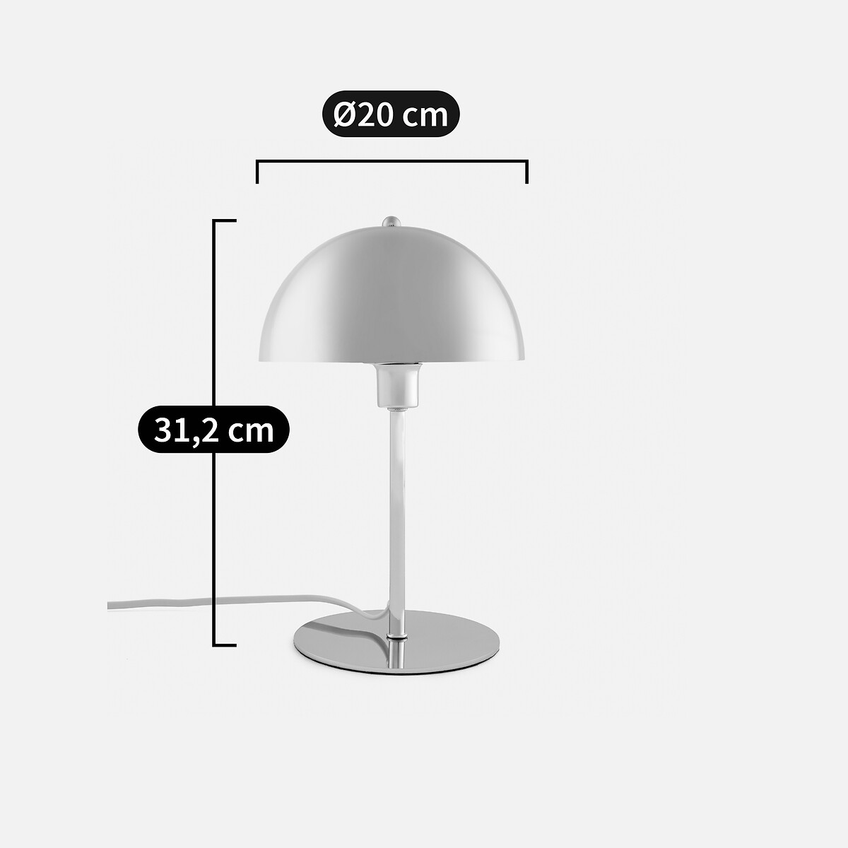 LA REDOUTE INTERIEURS<br>Candeeiro de mesa cromado, Capi