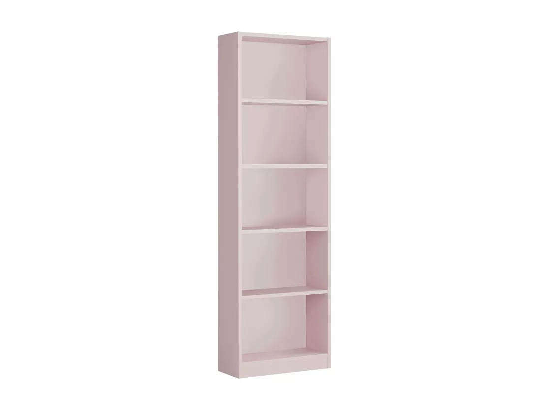 Bibliothèque Dmacagg, Bibliothèque haute avec 5 étagères, Etagère de bureau ou de chambre, Etagère moderne avec compartiments, 52x25h180 cm, Rose