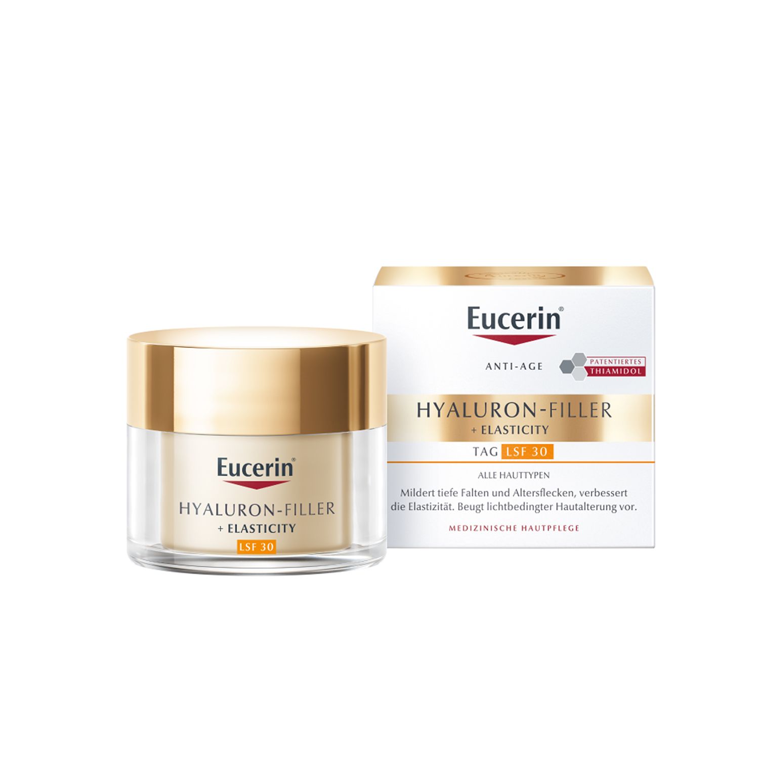 Eucerin® HYALURON-FILLER + ELASTICITY Tagespflege LSF 30 – Gesichtscreme zur Minderung tiefer Falten – Anti-Aging Creme gegen Altersflecken