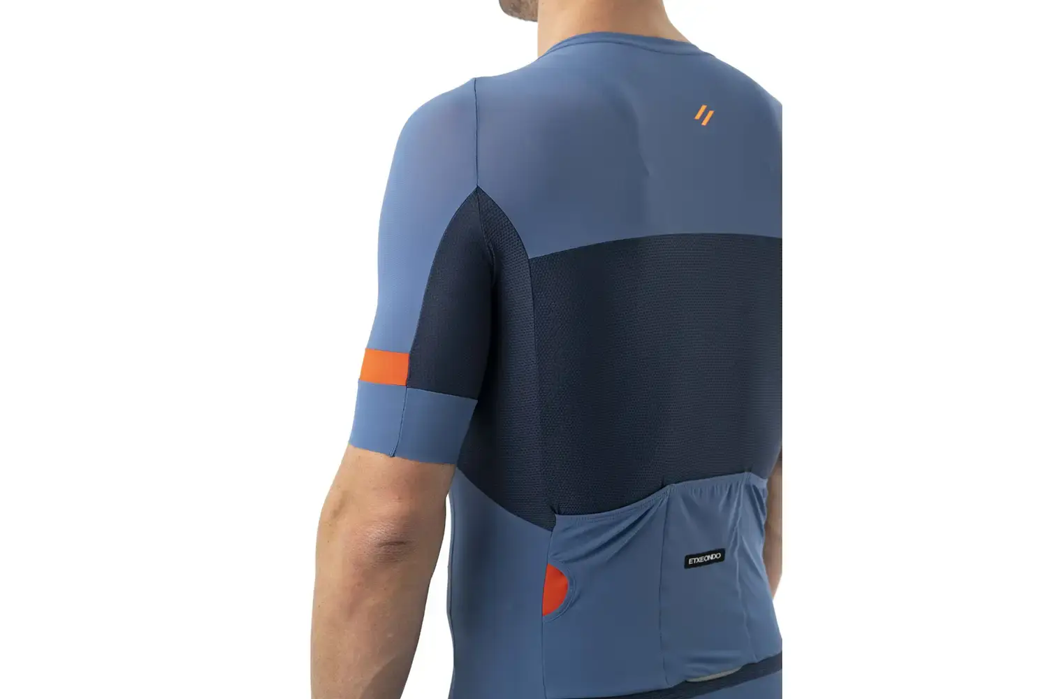 Etxeondo Mendi Fietsshirt Korte Mouwen Blauw/Oranje Heren