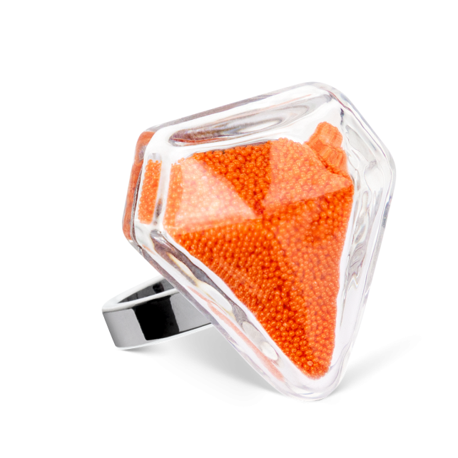 Bague en verre soufflé - Diamant Medium Billes