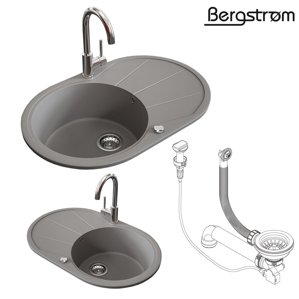 Bergström Granit Spüle Küchenspüle Einbauspüle Spülbecken 780x500mm Beton