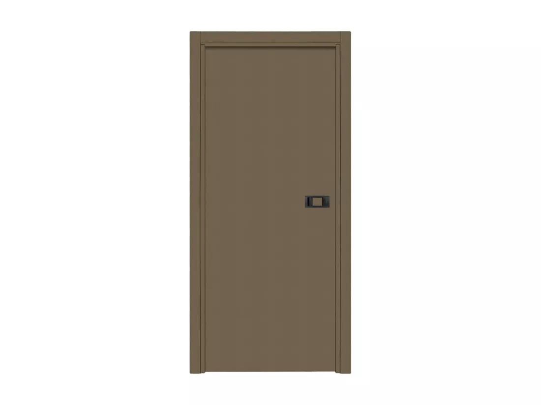 Bloc-porte pose fin de chantier collection Premium Miro avec poignée Exclusive noire, H.204 x l.73 cm, aspect cuir lichen, réversible