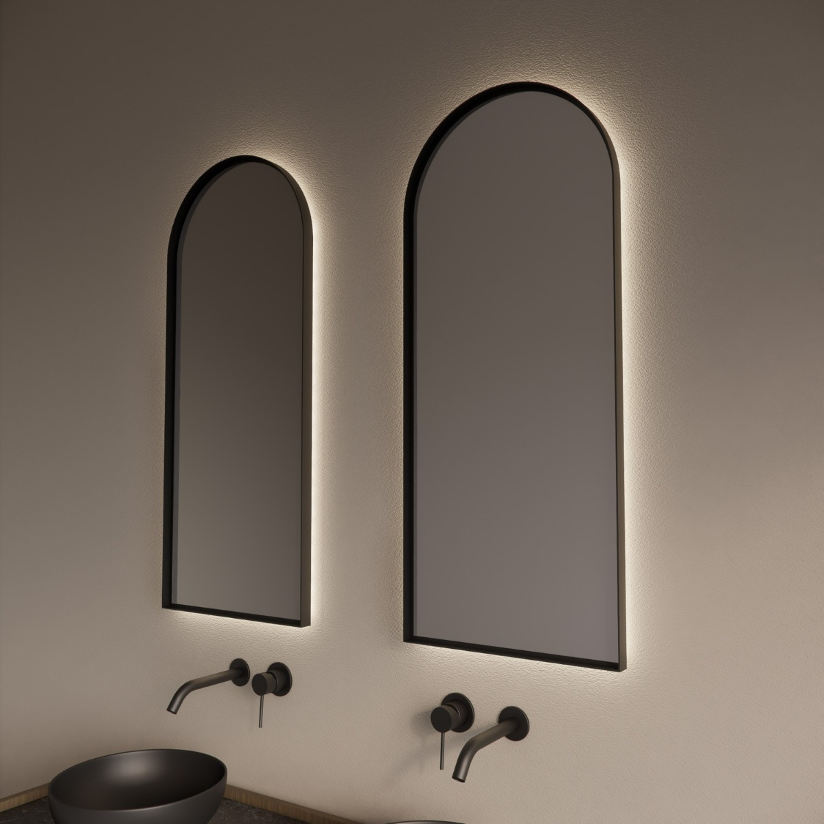 Gliss Design Delta spiegel met LED-verlichting 40x100cm mat zwart