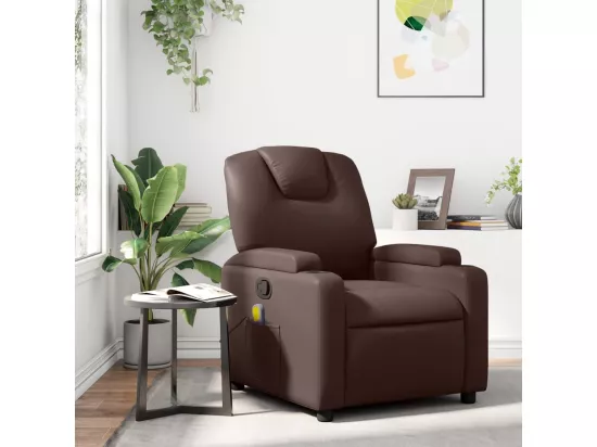 Fauteuil massant inclinable Marron Similicuir