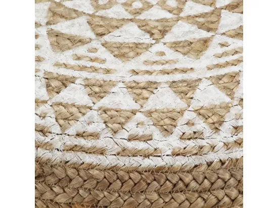 Pouf fait à la main Blanc 45x30 cm Jute