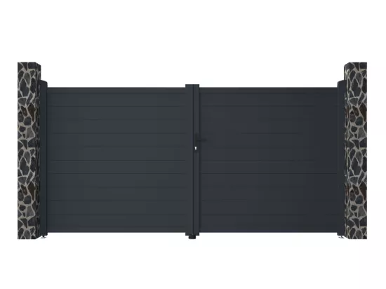 Portail battant aluminium plein L355 x H181 cm anthracite - NAZARIO