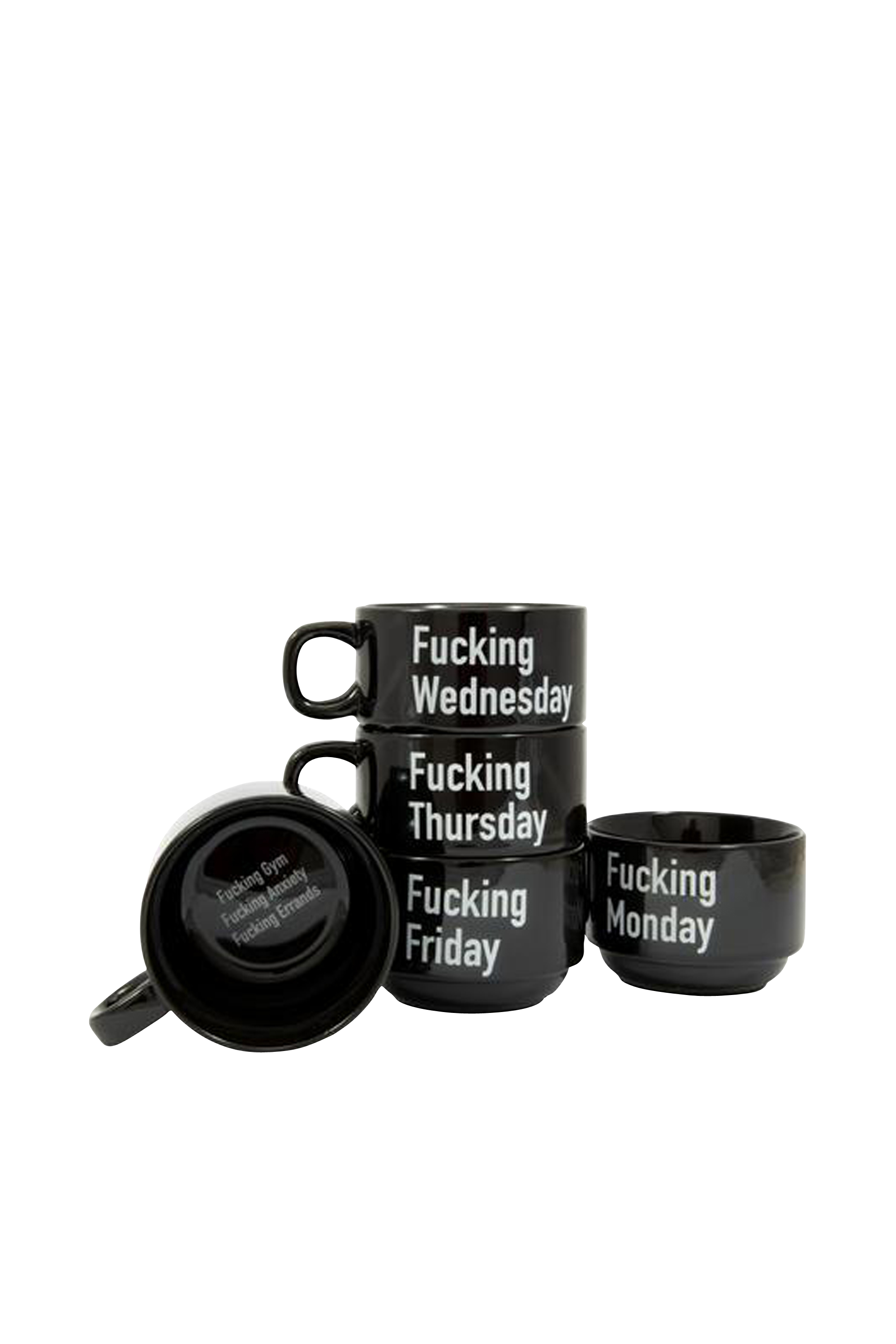 FISURA Set de 5 tasses FUCKING WEEK Noir