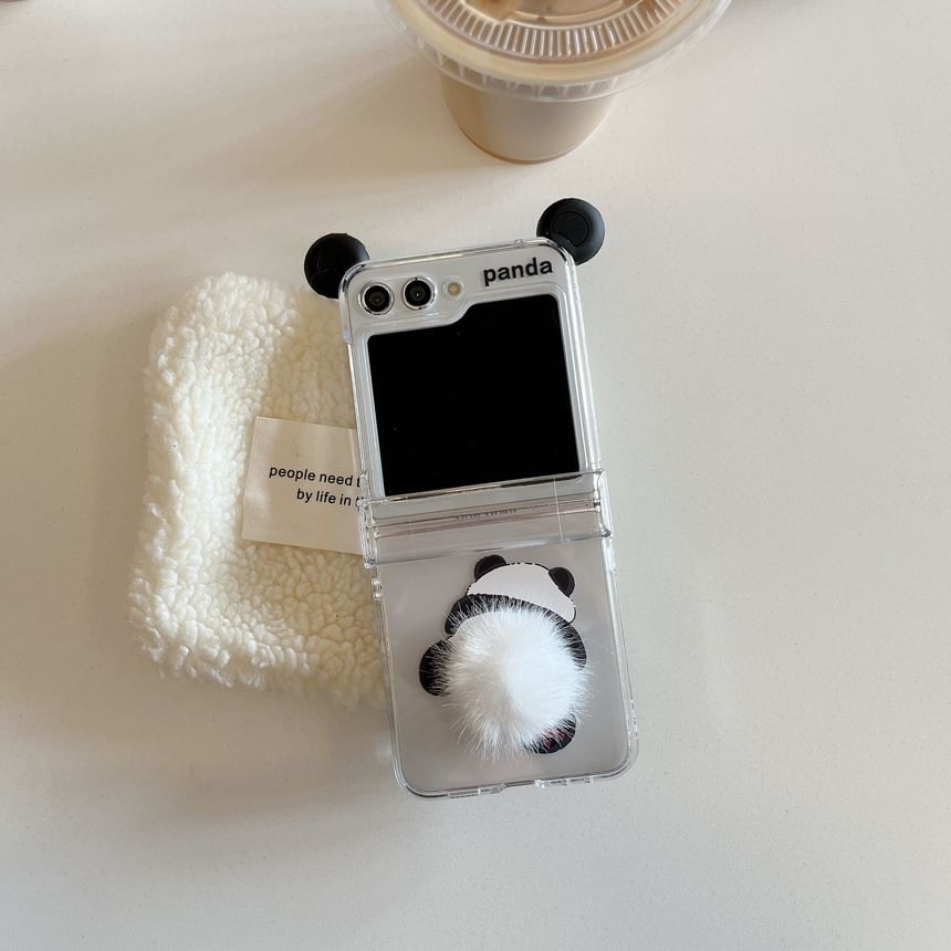 Edgin - Panda Pom Pom telefoonhoesje / pluchen band / set - Samsung Flip