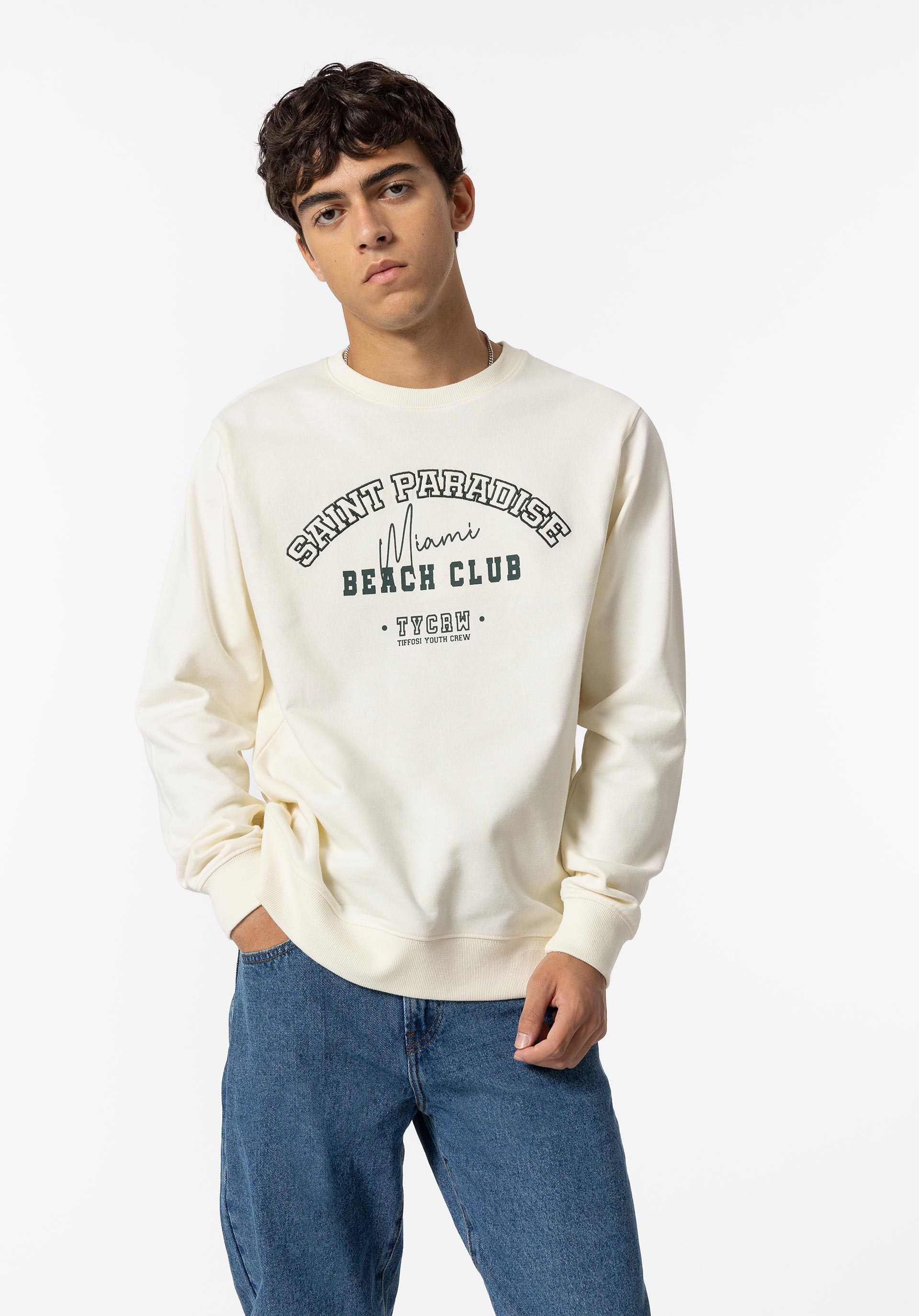 Sweatshirt com Estampado e Bordado Frontal