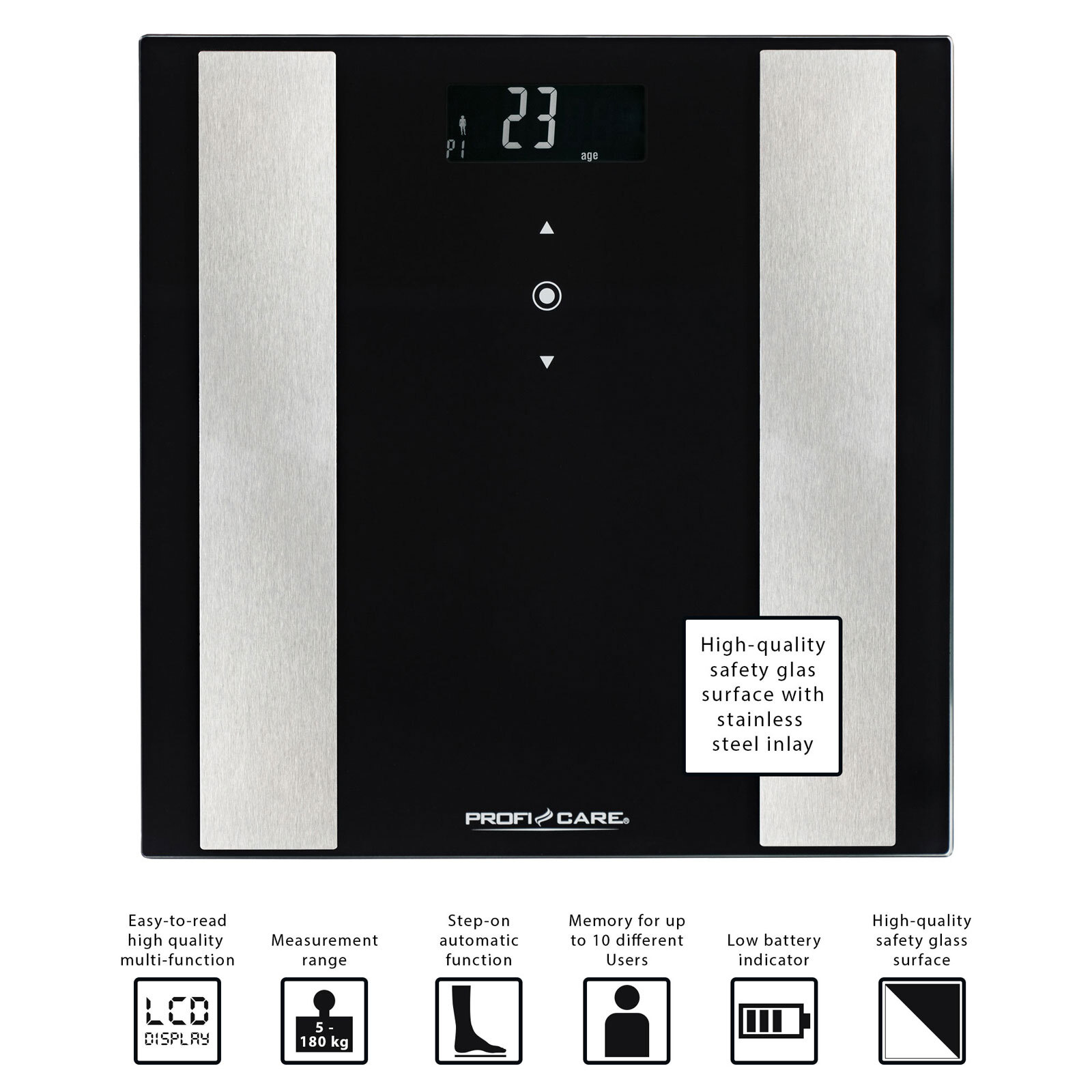 ProfiCare Multifunktions-Personenwaage PC-PW 3007 FA schwarz