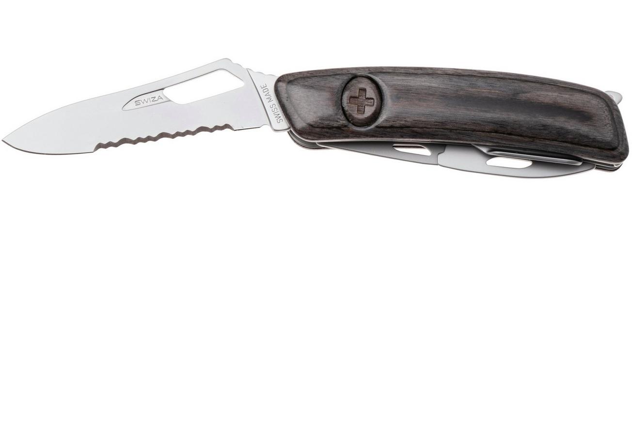 Swiza SH03 TR AM, KST.0036.6510, Laminate Black, Zwitsers zakmes, partly serrated, 6 tools